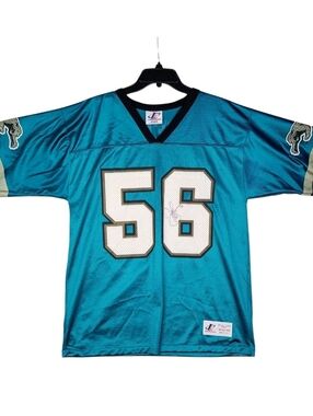 Vintage Jacksonville Jaguars Jeff Lageman #56 Autographed Jersey - M - NFL RARE